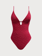 Women Knitted Nylon One Pieces Swimwear Wine Red Sustainable One-Pieces - BERLOOK