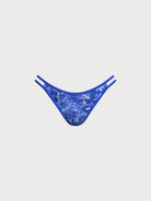 Women Knitted Nylon Printed Bikini Bottoms Blue Sustainable Bikinis - BERLOOK