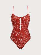 Women Knitted Nylon Printed One Pieces Swimwear Red Sustainable One-Pieces - BERLOOK
