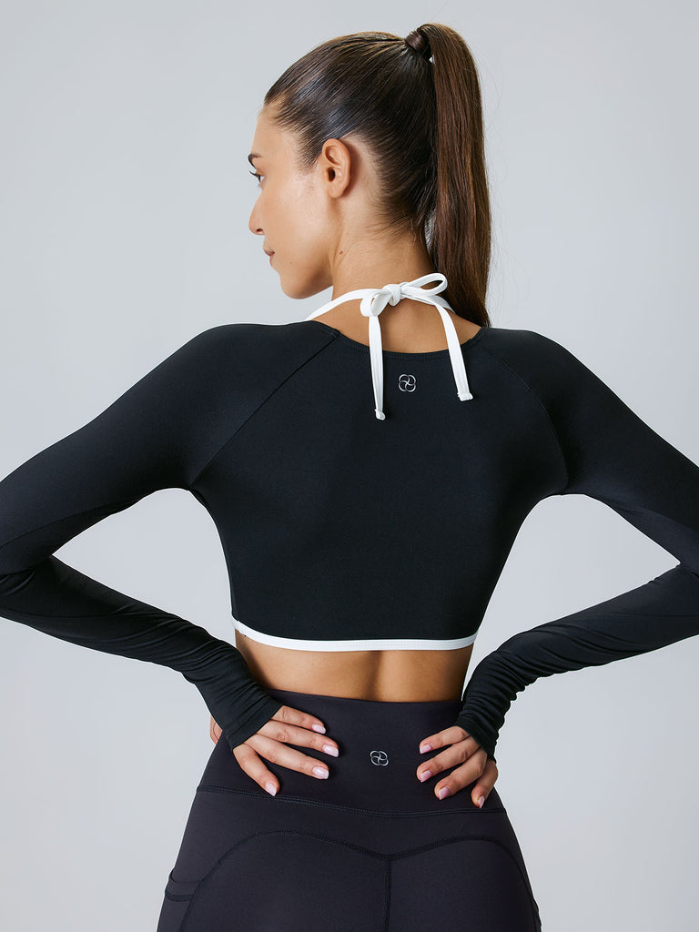 Women Knitted Nylon Spandex blended Yoga Long Sleeve Tops Sustainable Yoga Tops - BERLOOK