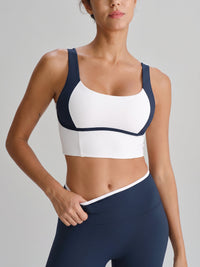 Women Knitted Nylon Spandex Yoga Camis Navy Sustainable Yoga Tops - BERLOOK