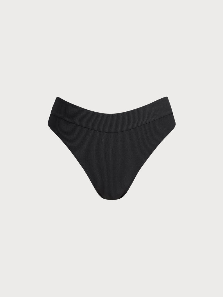 Women Knitted Nylon Surf Bottoms Black Sustainable Surfing Clothes - BERLOOK