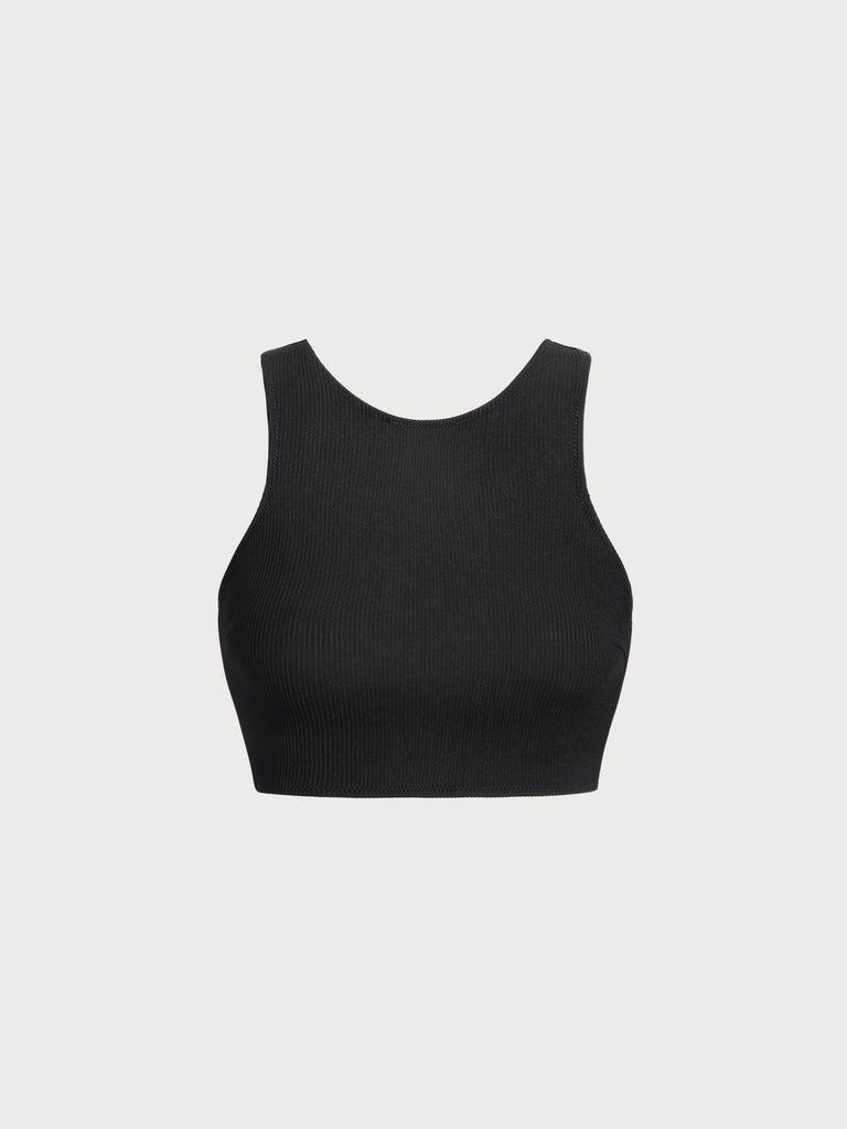 Women Knitted Nylon Surf Tops Black Sustainable Surfing Clothes - BERLOOK