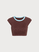 Women Knitted Nylon Surfing Tops Dark Coffee Sustainable Surfing Clothes - BERLOOK
