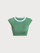 Women Knitted Nylon Surfing Tops Dark Green Sustainable Surfing Clothes - BERLOOK