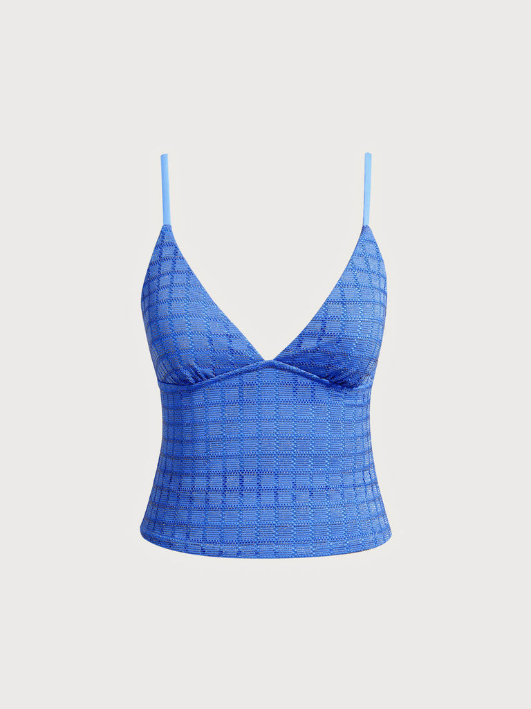Women Knitted Nylon Tankini Tops Blue Sustainable Tankinis - BERLOOK