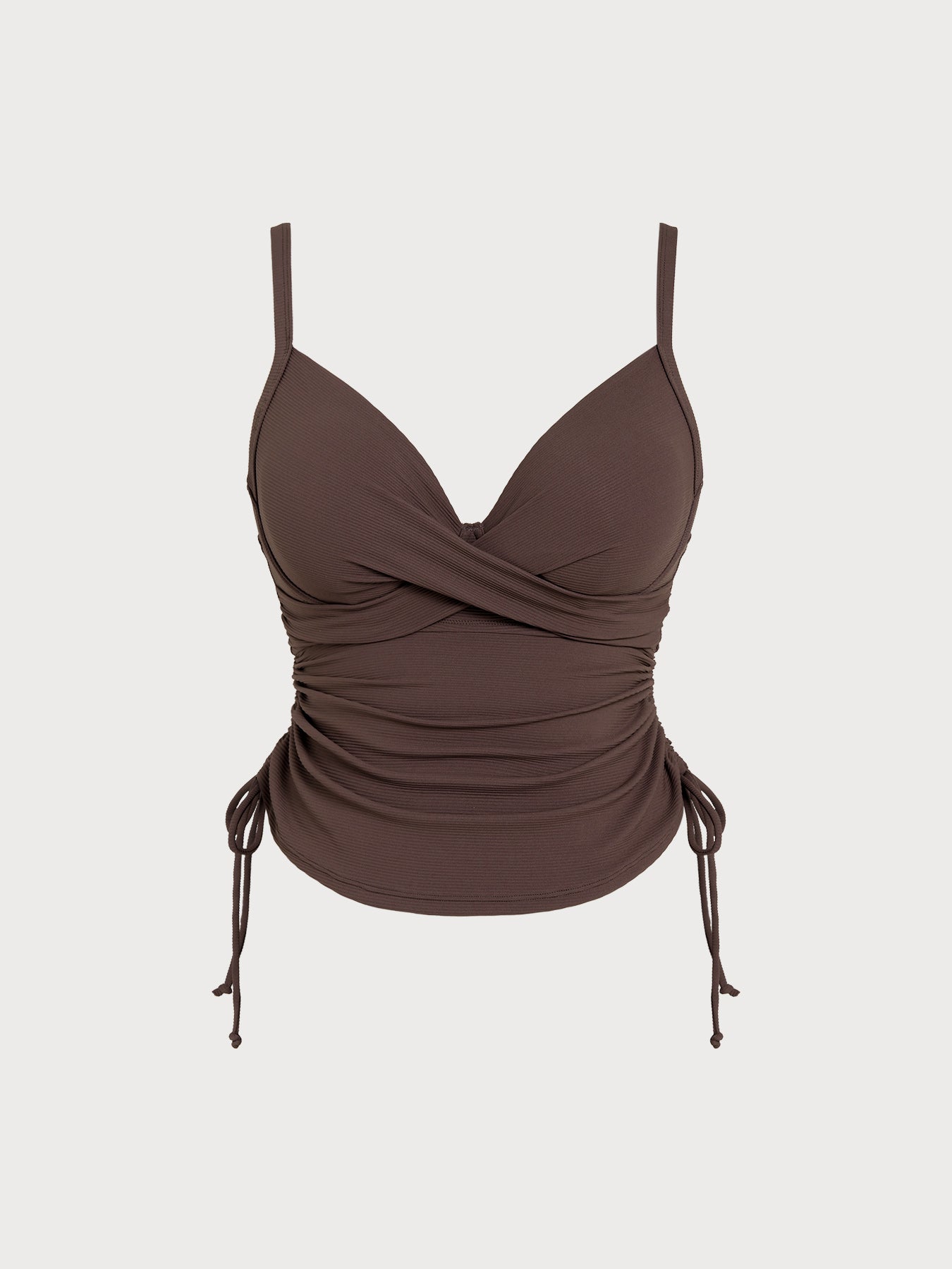 Women Knitted Nylon Tankini Tops Coffee Sustainable Plus Size Tankinis - BERLOOK