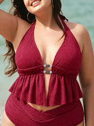 Women Knitted Nylon Tankini Tops Red Sustainable Plus Size Tankinis - BERLOOK