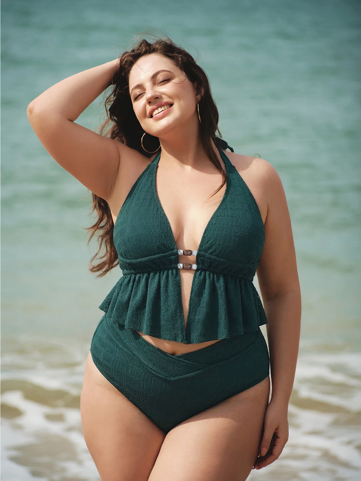 Women Knitted Nylon Tankini Tops Sustainable Plus Size Tankinis - BERLOOK