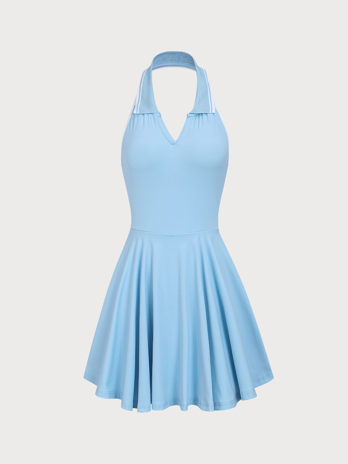 Sky Blue Collar Backless Tennis Dress - Light Support Sky Blue Collar Backless Tennis Dress - Light Support