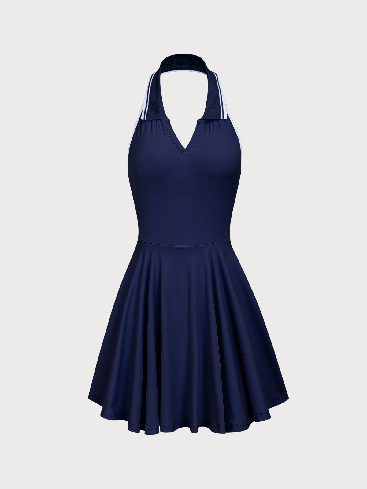 Navy Collar Backless Tennis Dress - Light Support - Light Support & Reviews  - Navy - Sustainable Yoga Dresses&Yoga Jumpsuit