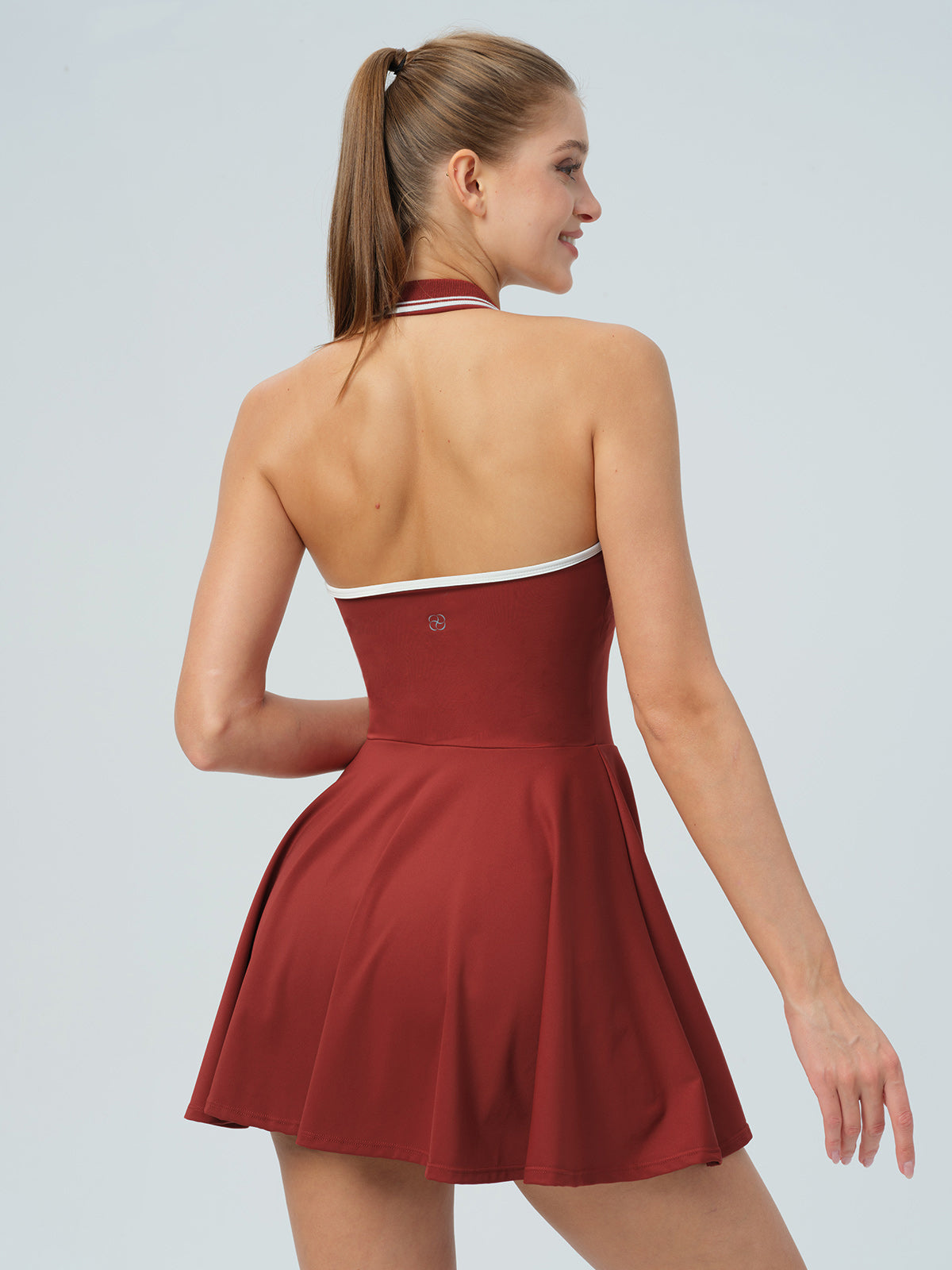 Dark Red Collar Backless Tennis Dress - Light Support & Reviews - Dark Red - Sustainable Yoga Dresses&Yoga Jumpsuit | BERLOOK Dark Red Collar Backless Tennis Dress - Light Support & Reviews - Dark Red - Sustainable Yoga Dresses&Yoga Jumpsuit | BERLOOK