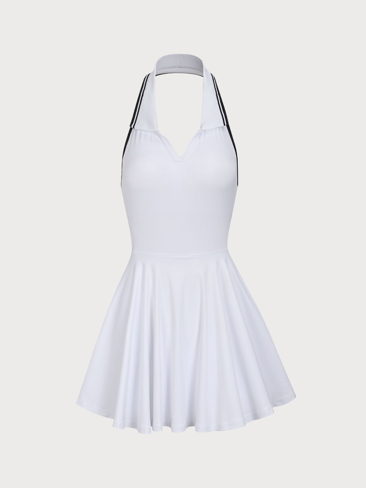 Berlook Collar Backless Tennis Dress for Women, White / M