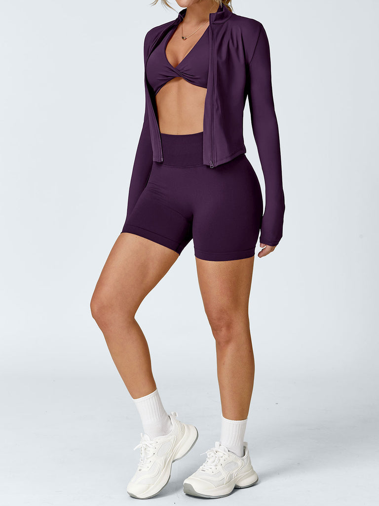 Women Knitted Nylon Yoga Jackets Sustainable Yoga Tops - BERLOOK