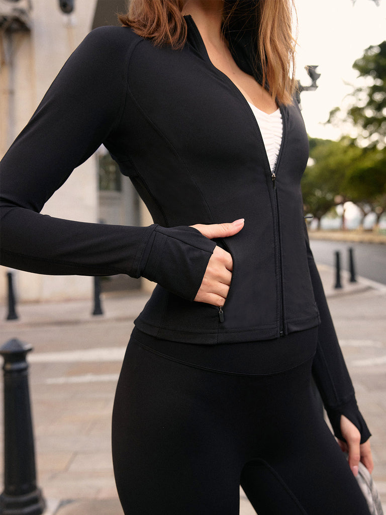 Women Knitted Nylon Yoga Jackets Sustainable Yoga Tops - BERLOOK