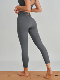 Women Knitted Nylon Yoga Leggings Grey Sustainable Yoga Bottoms - BERLOOK