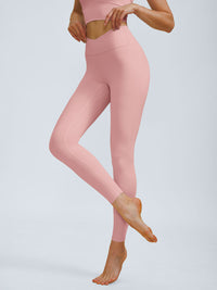 Women Knitted Nylon Yoga Leggings Pink Sustainable Yoga Bottoms - BERLOOK
