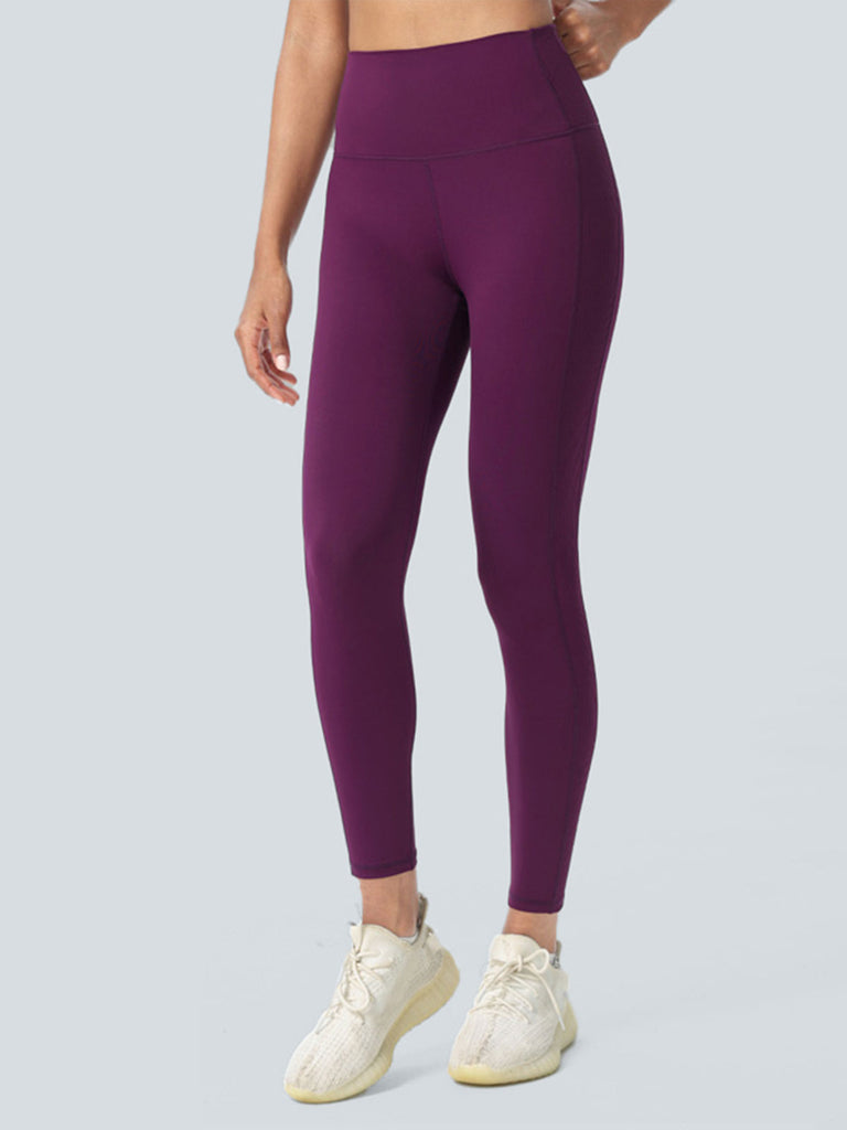 Women Knitted Nylon Yoga Leggings Purple Sustainable Yoga Bottoms - BERLOOK