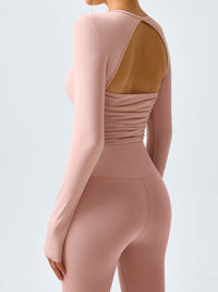 Women Knitted Nylon Yoga Long Sleeve Tops Pink Sustainable Yoga Tops - BERLOOK