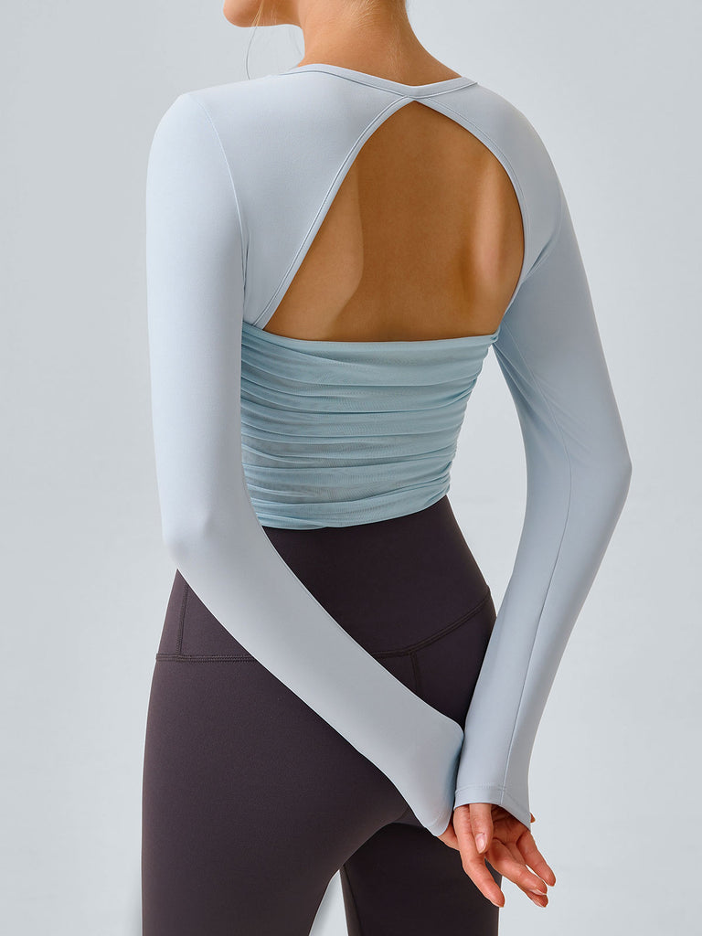 Women Knitted Nylon Yoga Long Sleeve Tops Sustainable Yoga Tops - BERLOOK