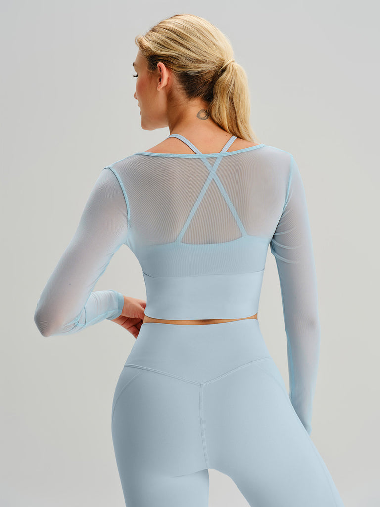 Women Knitted Nylon Yoga Long Sleeve Tops Sustainable Yoga Tops - BERLOOK