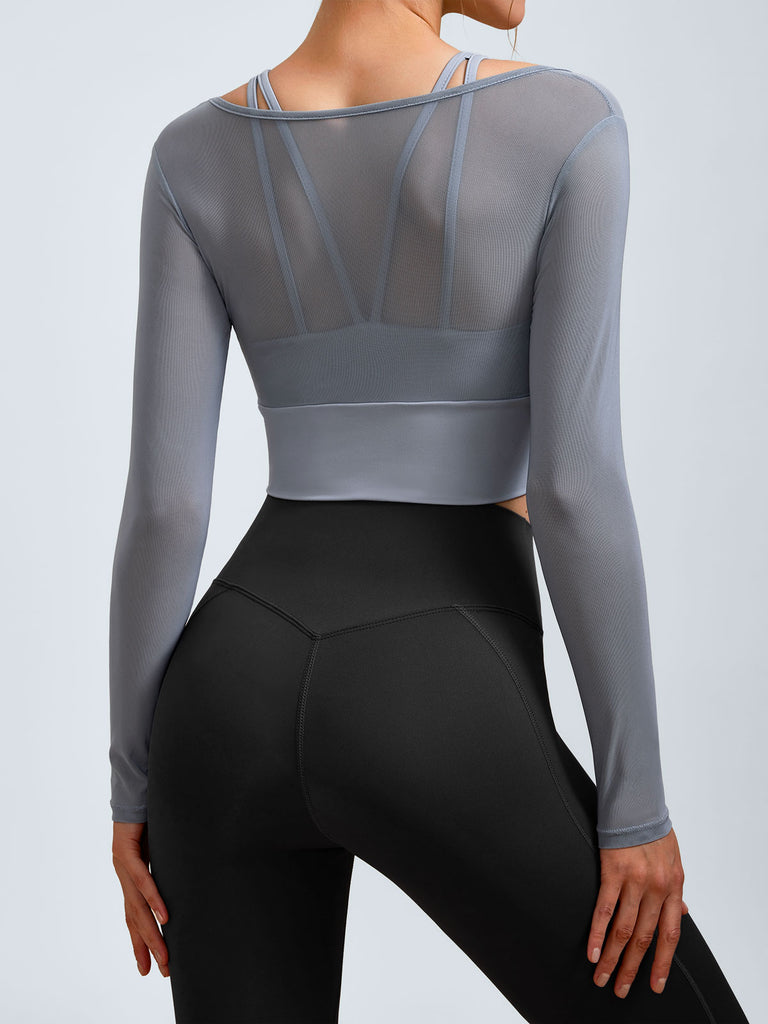 Women Knitted Nylon Yoga Long Sleeve Tops Sustainable Yoga Tops - BERLOOK
