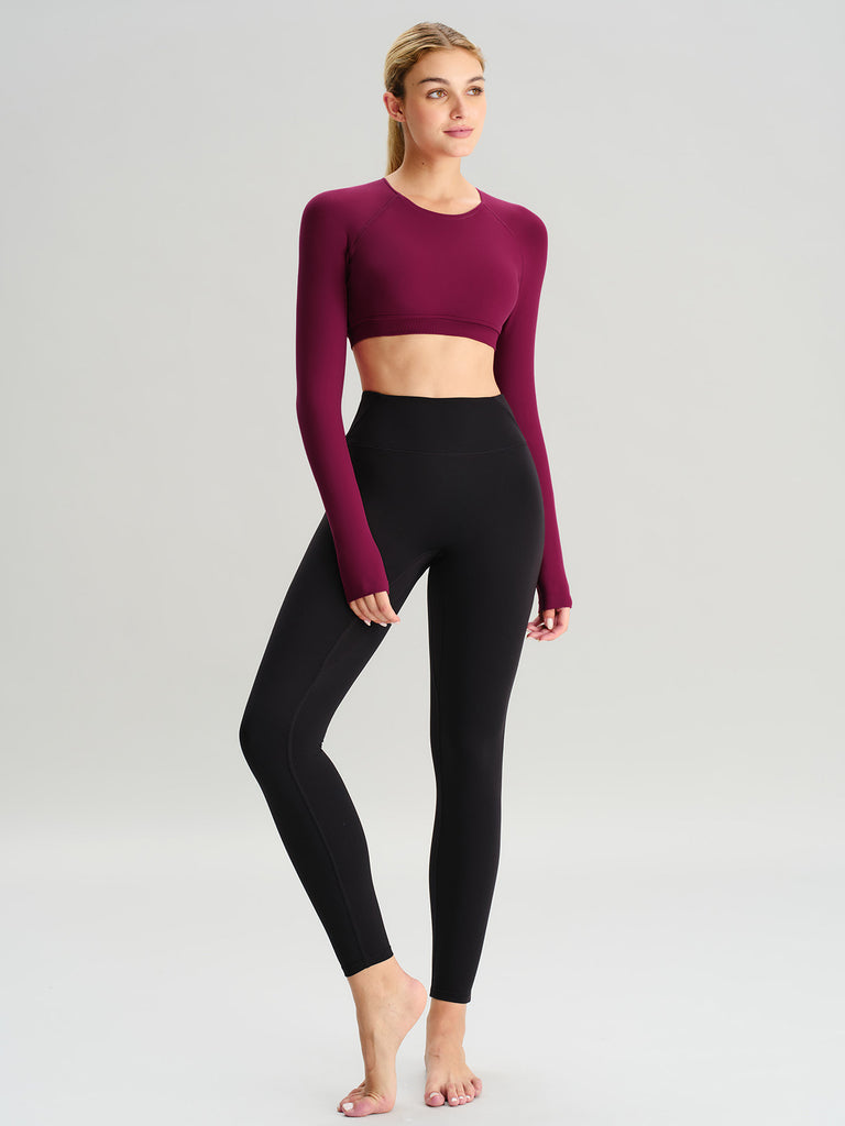 Women Knitted Nylon Yoga Long Sleeve Tops Sustainable Yoga Tops - BERLOOK