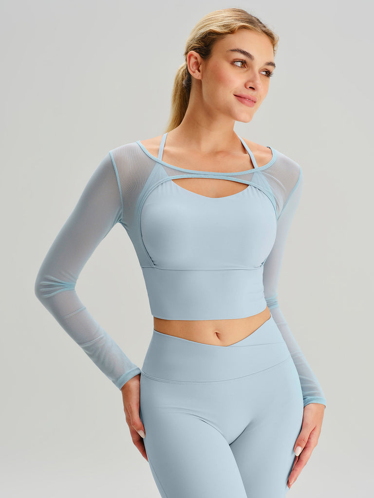 Women Knitted Nylon Yoga Long Sleeve Tops Sustainable Yoga Tops - BERLOOK