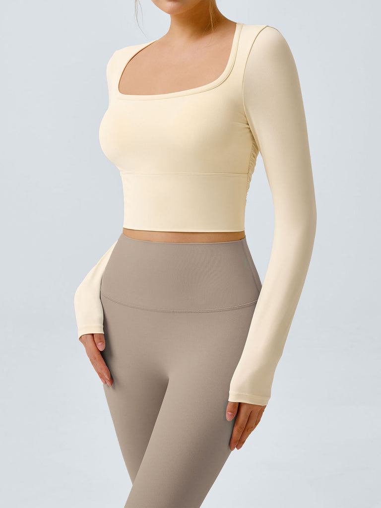 Women Knitted Nylon Yoga Long Sleeve Tops Sustainable Yoga Tops - BERLOOK