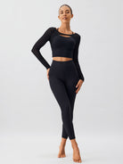 Women Knitted Nylon Yoga Long Sleeve Tops Sustainable Yoga Tops - BERLOOK
