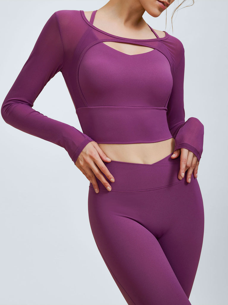 Women Knitted Nylon Yoga Long Sleeve Tops Sustainable Yoga Tops - BERLOOK