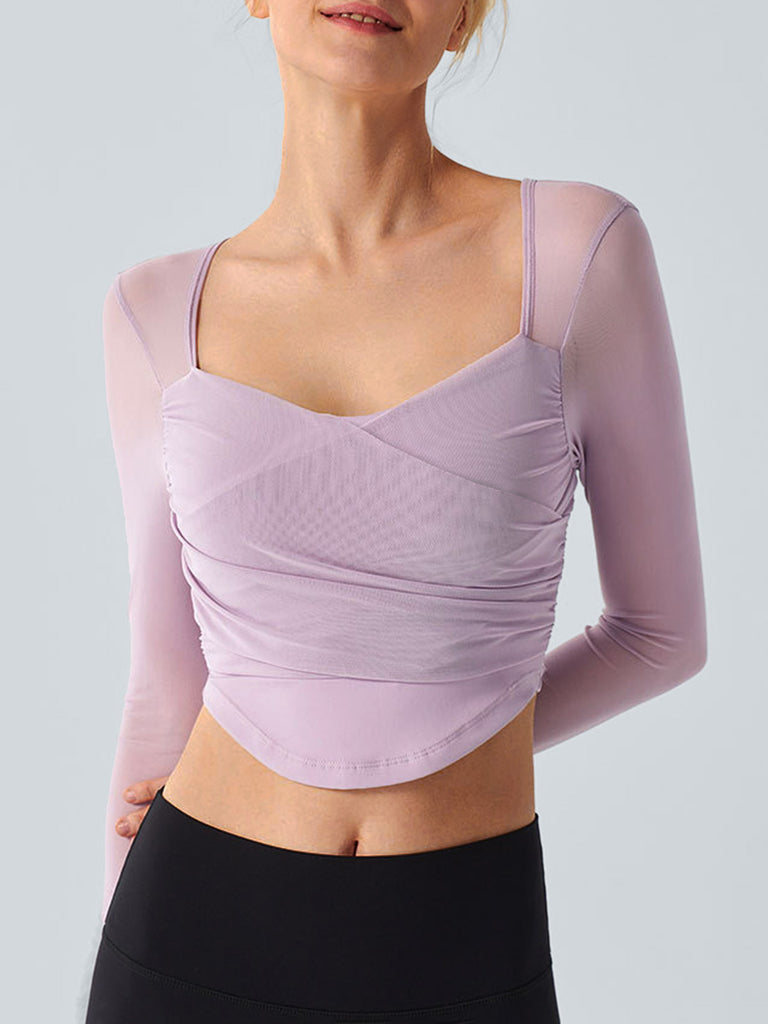 Women Knitted Nylon Yoga Long Sleeve Tops Sustainable Yoga Tops - BERLOOK