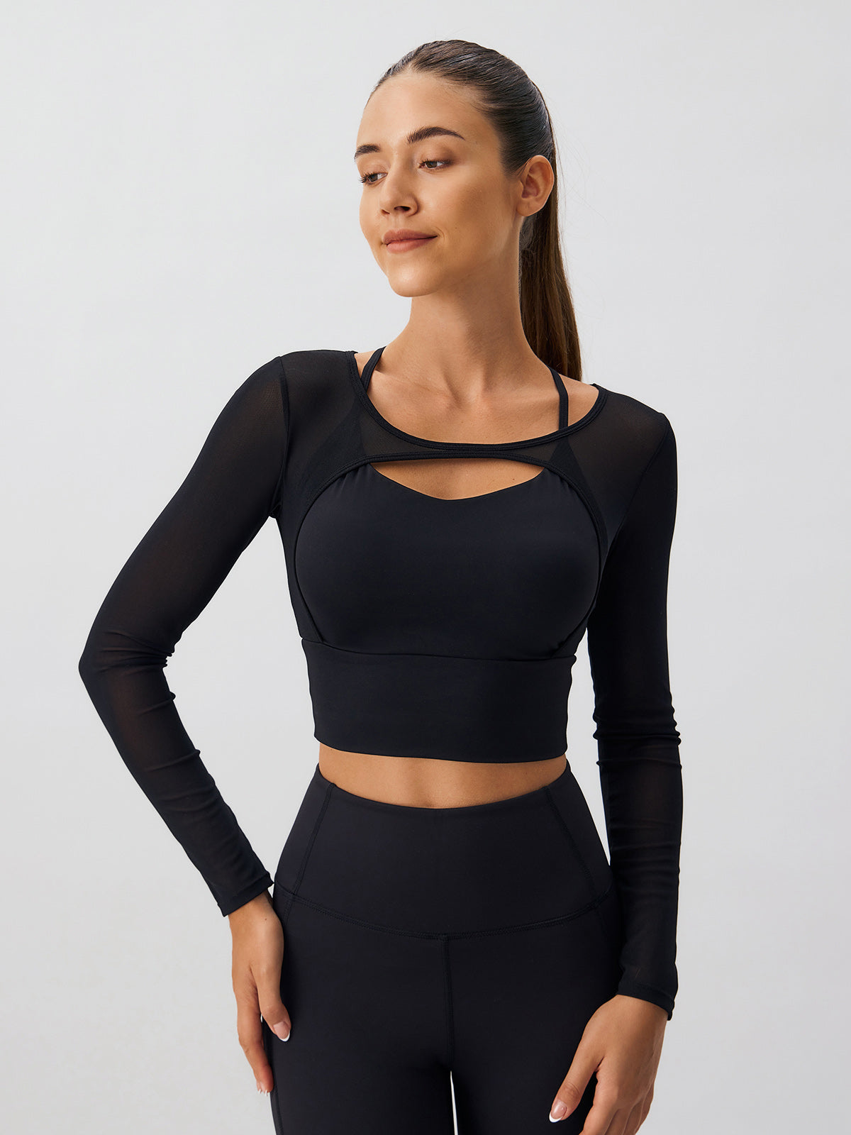 Cut Out Long Sleeve Top Light Support