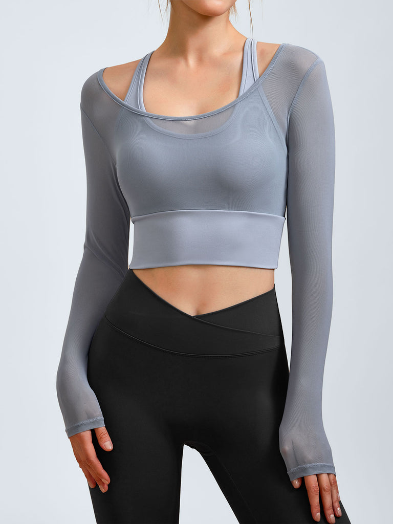 Women Knitted Nylon Yoga Long Sleeve Tops Sustainable Yoga Tops - BERLOOK