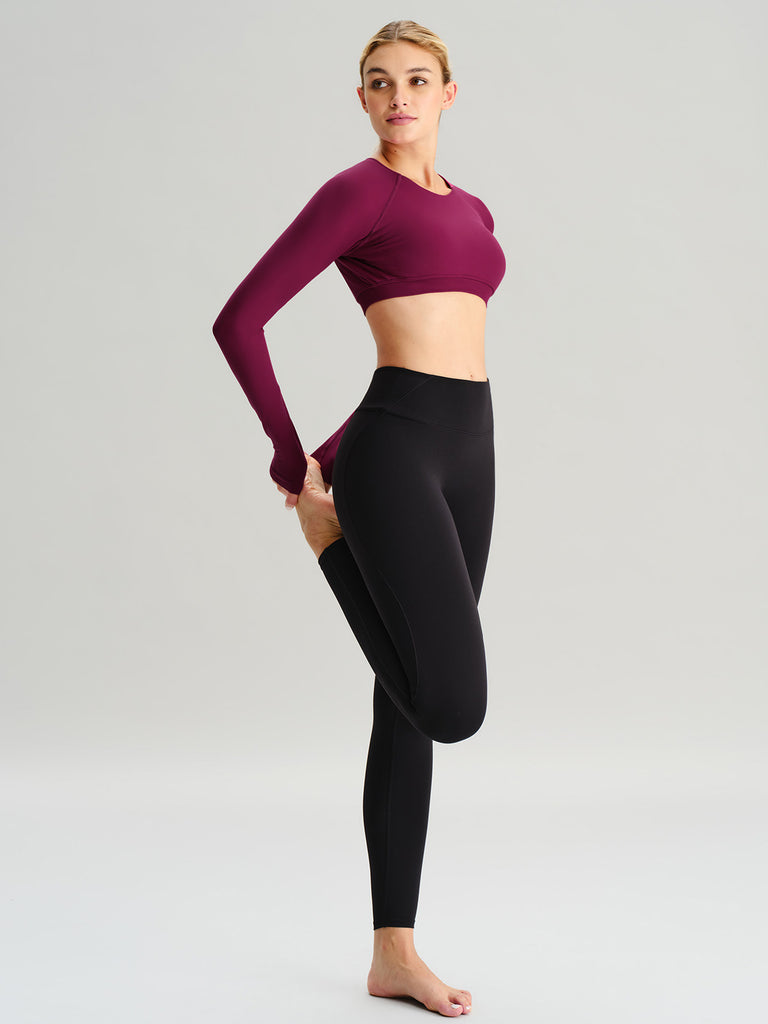 Women Knitted Nylon Yoga Long Sleeve Tops Sustainable Yoga Tops - BERLOOK