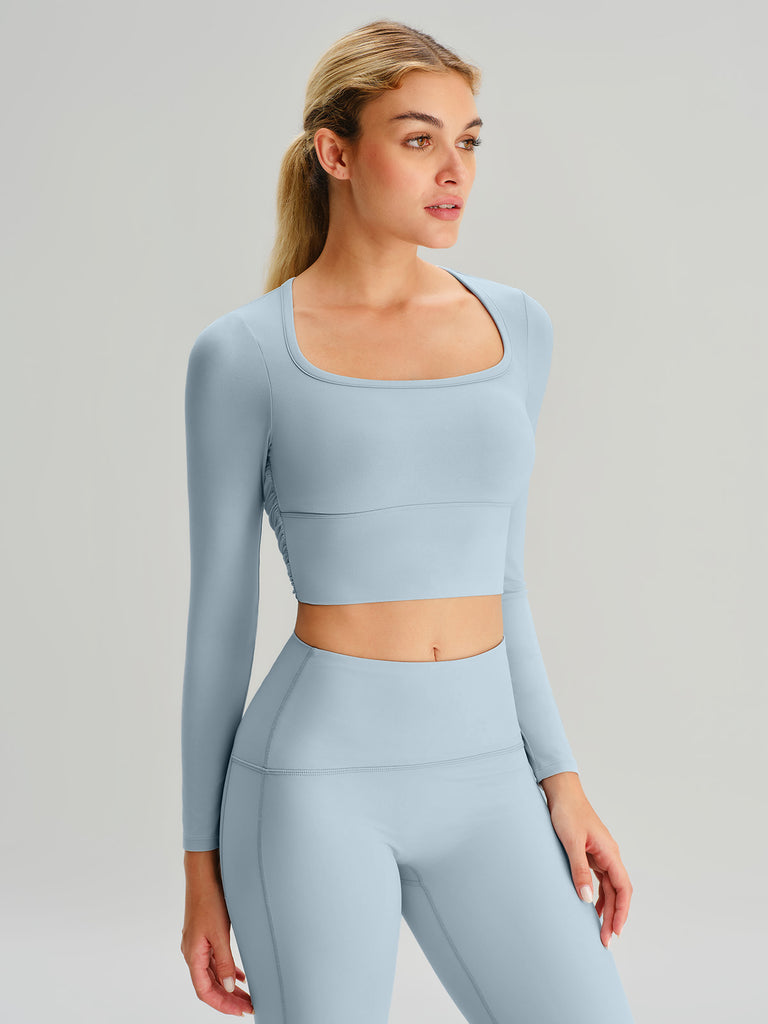 Women Knitted Nylon Yoga Long Sleeve Tops Sustainable Yoga Tops - BERLOOK