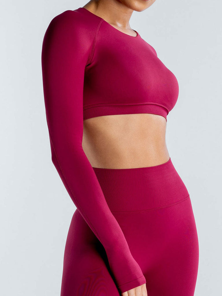 Women Knitted Nylon Yoga Long Sleeve Tops Sustainable Yoga Tops - BERLOOK