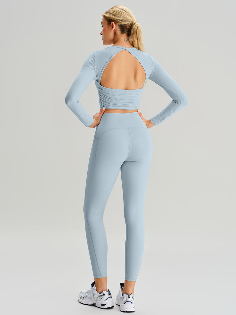 Women Knitted Nylon Yoga Long Sleeve Tops Sustainable Yoga Tops - BERLOOK