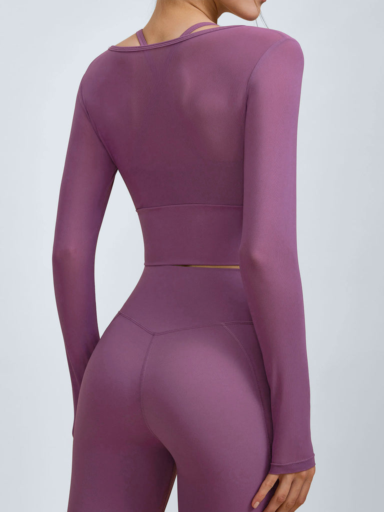 Women Knitted Nylon Yoga Long Sleeve Tops Sustainable Yoga Tops - BERLOOK