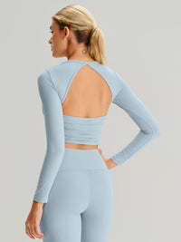 Women Knitted Nylon Yoga Long Sleeve Tops Sustainable Yoga Tops - BERLOOK