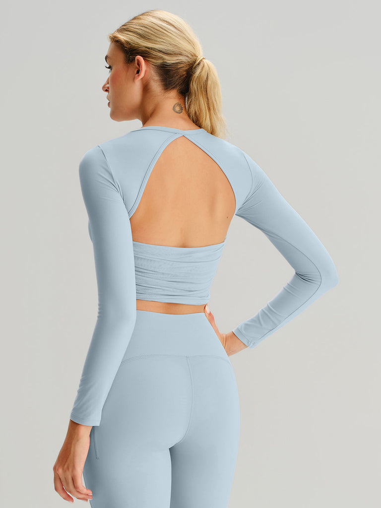 Women Knitted Nylon Yoga Long Sleeve Tops Sustainable Yoga Tops - BERLOOK