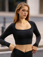 Women Knitted Nylon Yoga Long Sleeve Tops Sustainable Yoga Tops - BERLOOK