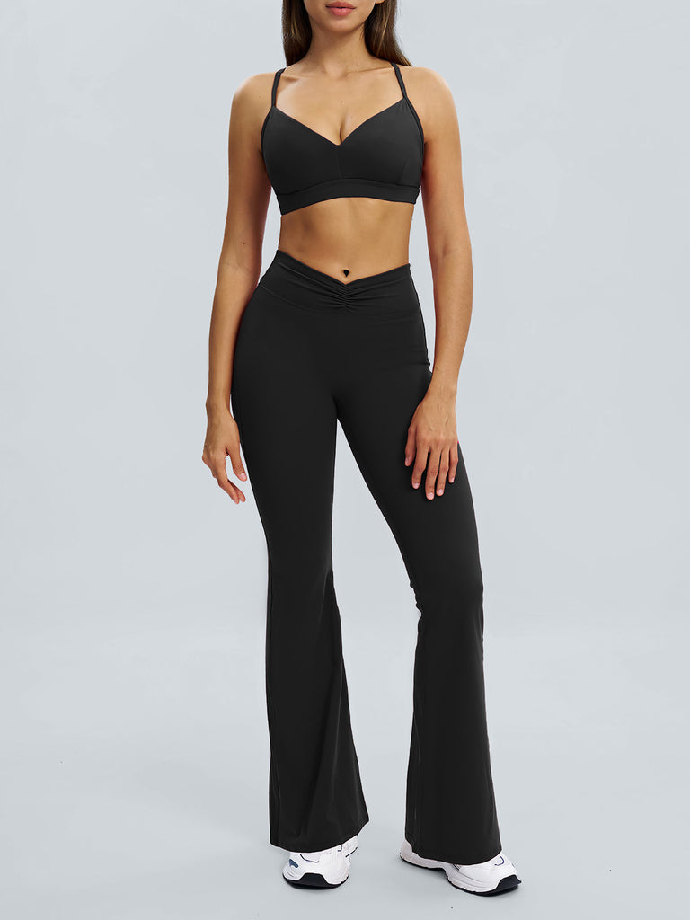 Women Knitted Nylon Yoga Pants Sustainable Yoga Bottoms - BERLOOK