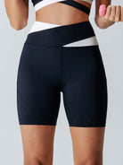 Women Knitted Nylon Yoga Shorts Black Sustainable Yoga Bottoms - BERLOOK