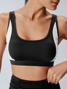 Women Knitted Nylon Yoga Sports Bras Black Sustainable Yoga Tops - BERLOOK