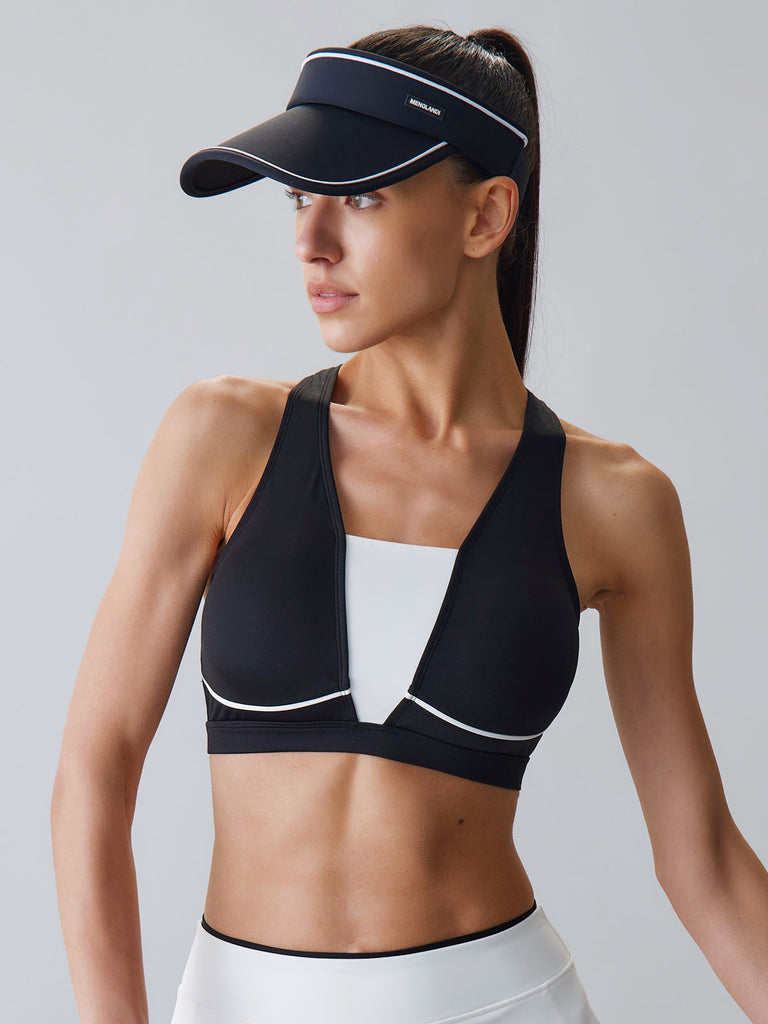 Women Knitted Nylon Yoga Sports Bras Black Sustainable Yoga Tops - BERLOOK