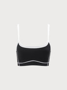 Women Knitted Nylon Yoga Sports Bras Black Sustainable Yoga Tops - BERLOOK