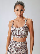Women Knitted Nylon Yoga Sports Bras Dark Coffee Sustainable Yoga Tops - BERLOOK