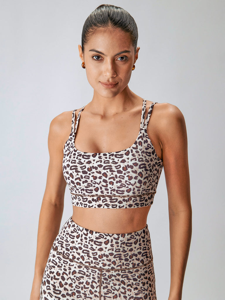 Women Knitted Nylon Yoga Sports Bras Dark Coffee Sustainable Yoga Tops - BERLOOK
