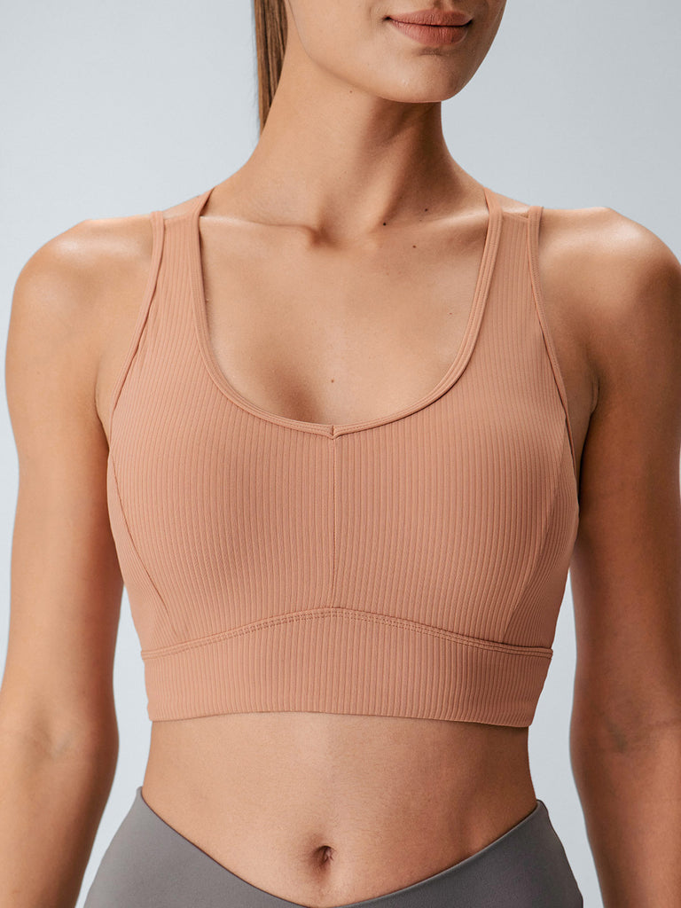 Women Knitted Nylon Yoga Sports Bras Sustainable Yoga Tops - BERLOOK